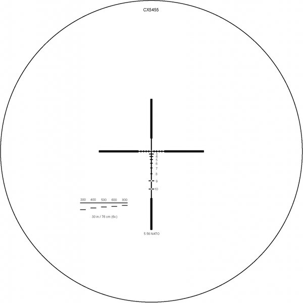 5.56 (CX5455 ballistic reticle) w/ integral A.R.M.S. Picatinny mount