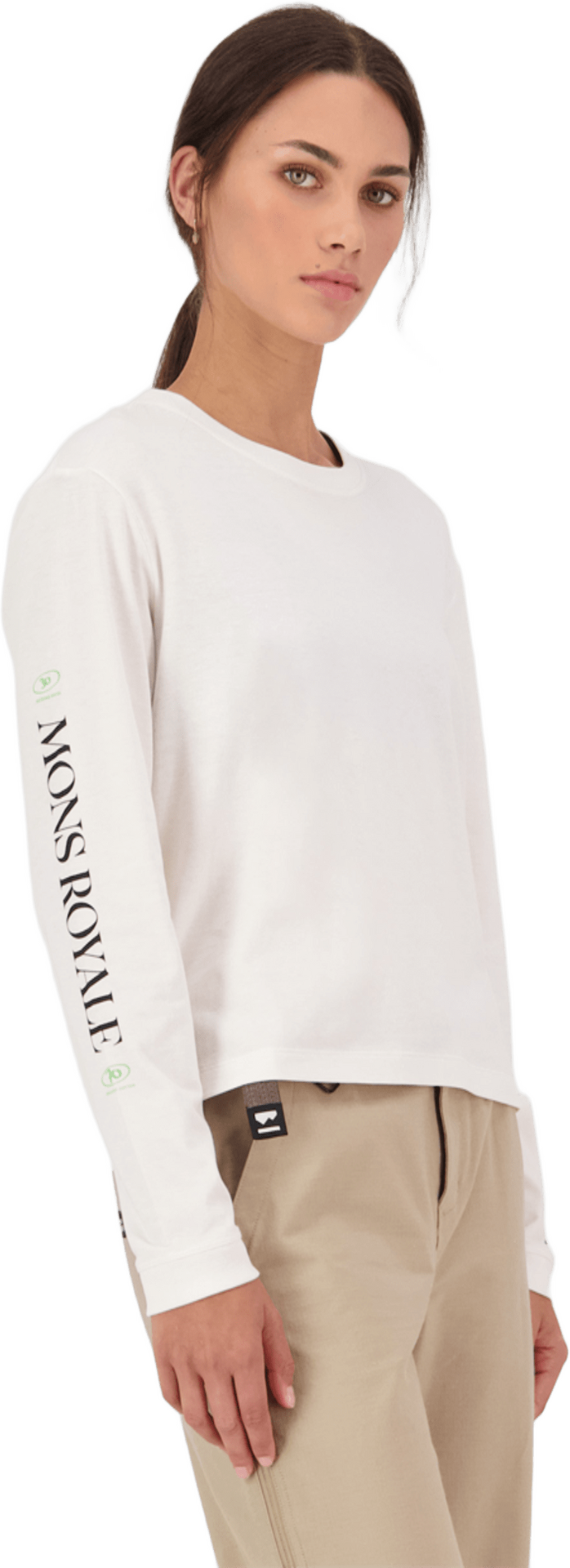 Mons Royale Yonder Merino Organic Cotton LS Womens Vintage White