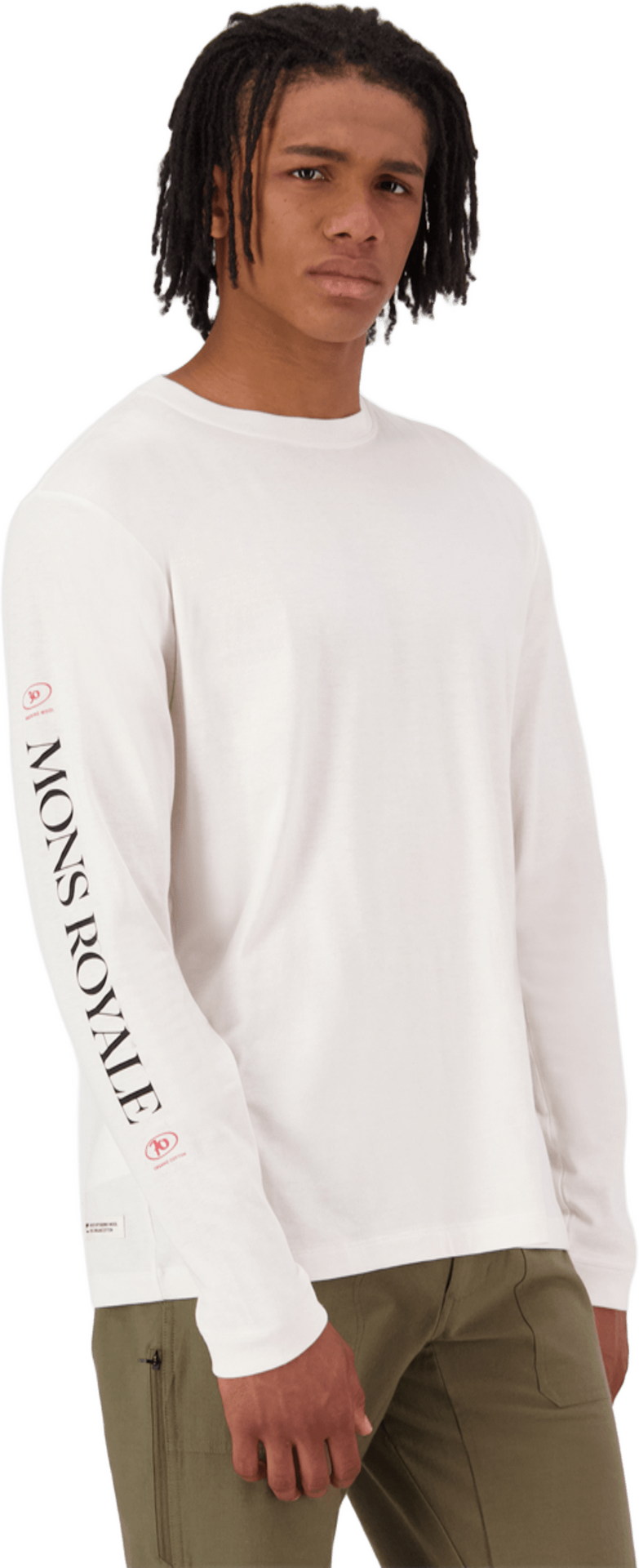 Mons Royale Yonder Merino Organic Cotton LS Mens Vintage White