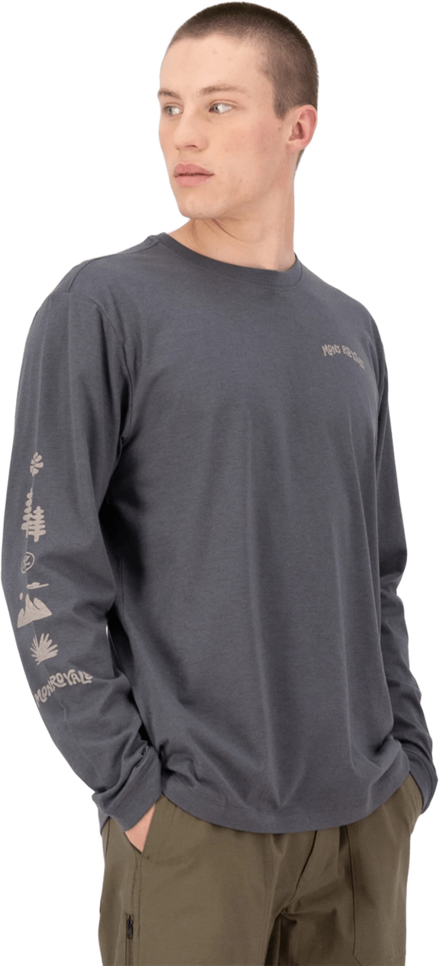 Mons Royale Yonder Merino Organic Cotton LS Mens Vintage Black