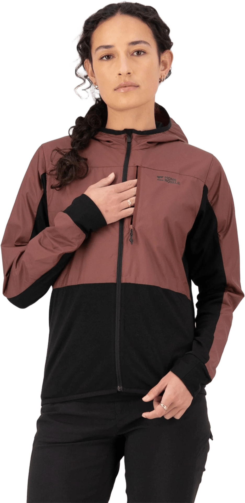 Mons Royale Diversion Merino Wind Jacket Womens Coffee / Black