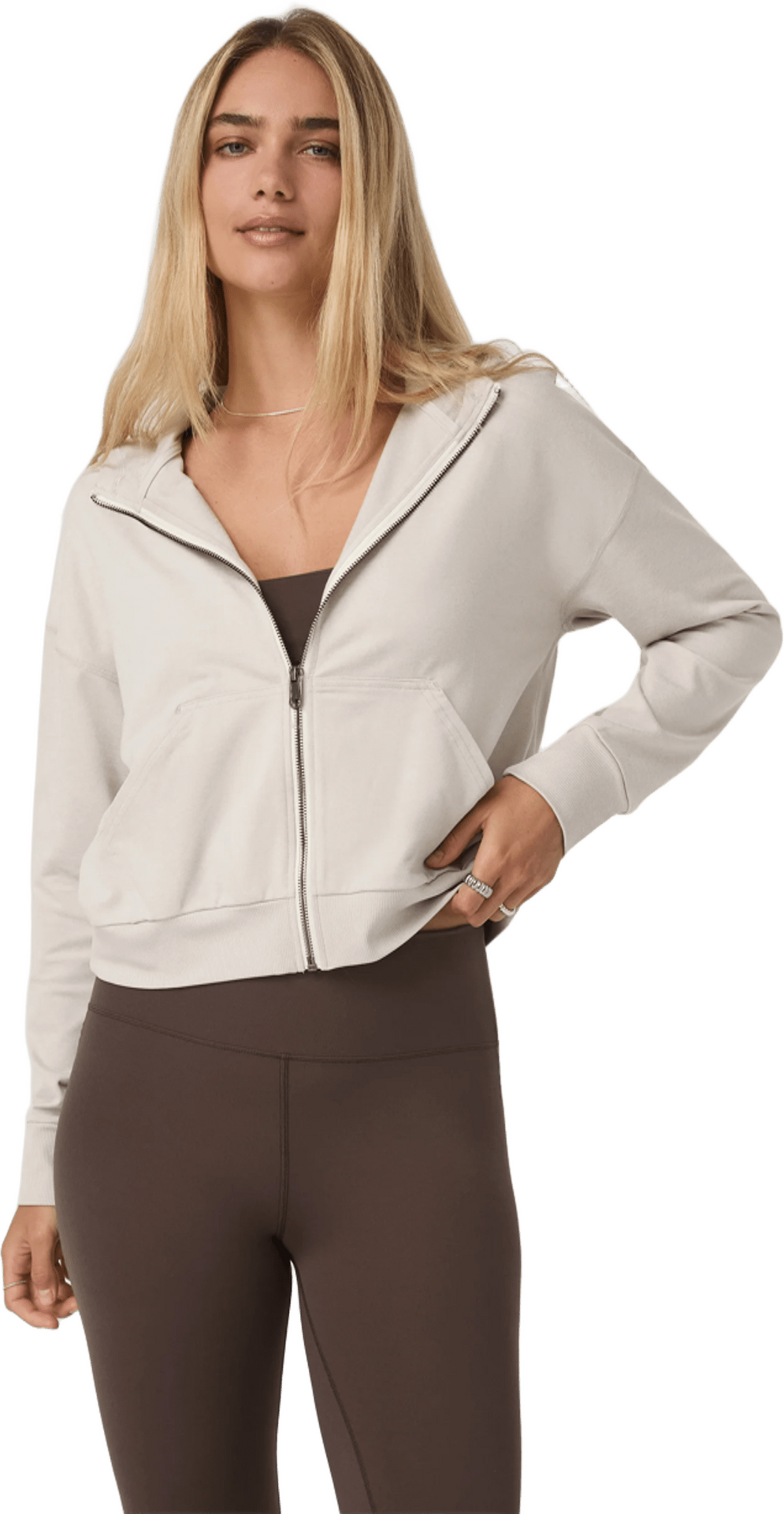 Vuori Halo Modern Full Zip Hoodie Womens Ecru Heather