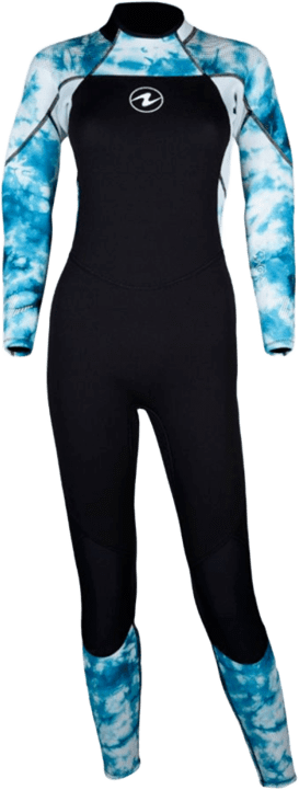 AquaLung HydroFlex Dive Wetsuit 3mm Womens Black/Print Light Blue