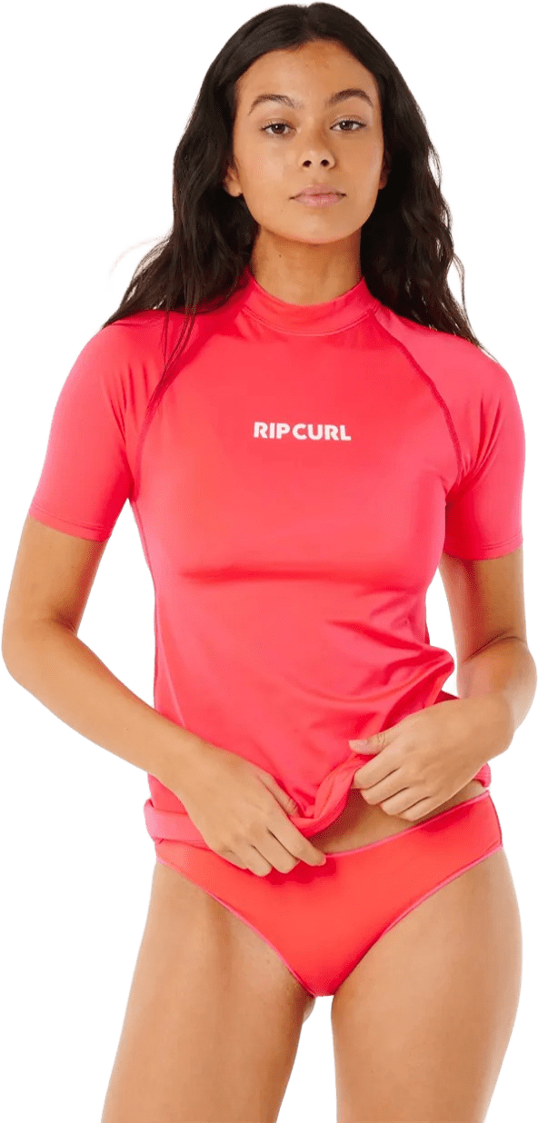Rip Curl Classic Surf Short Sleeve UPF Rashguard Womens Electric Red