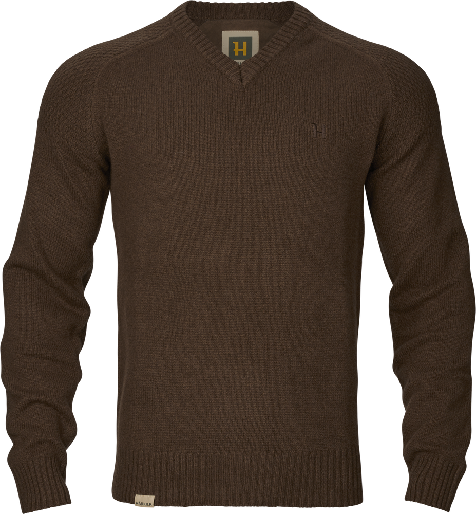 Härkila Vincent Merino V-Neck Pullover Mens Demitasse Brown