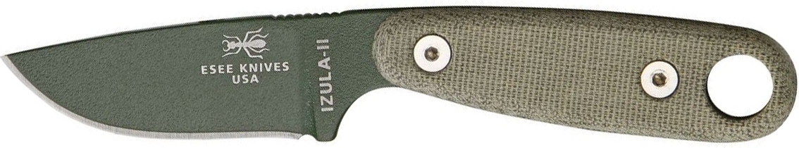 ESEE Knives Izula II Olive Drab Blade / Black Sheath with Clip Plate
