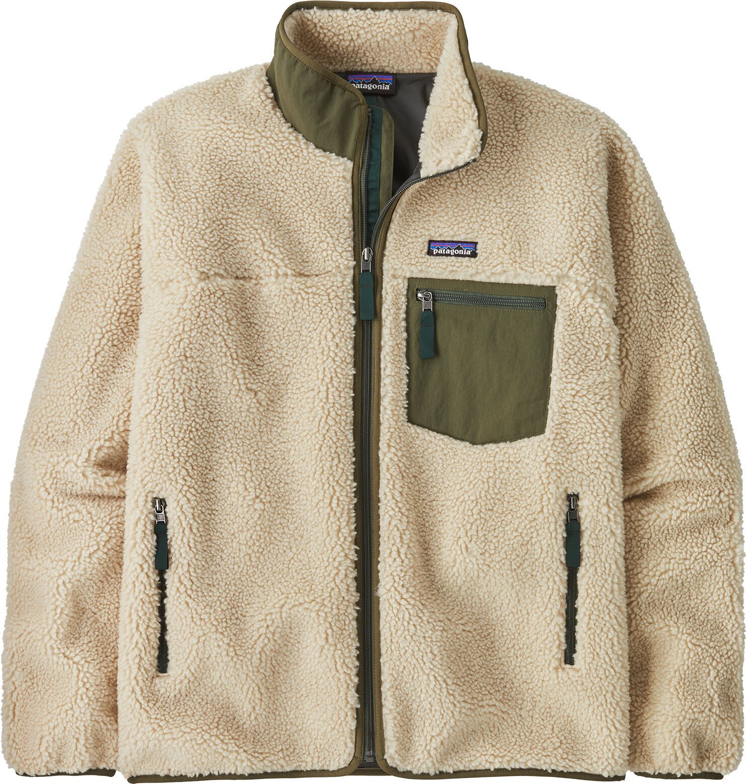 Patagonia Classic Retro-X Fleece Jacket Mens Dark Natural w/Basin Green