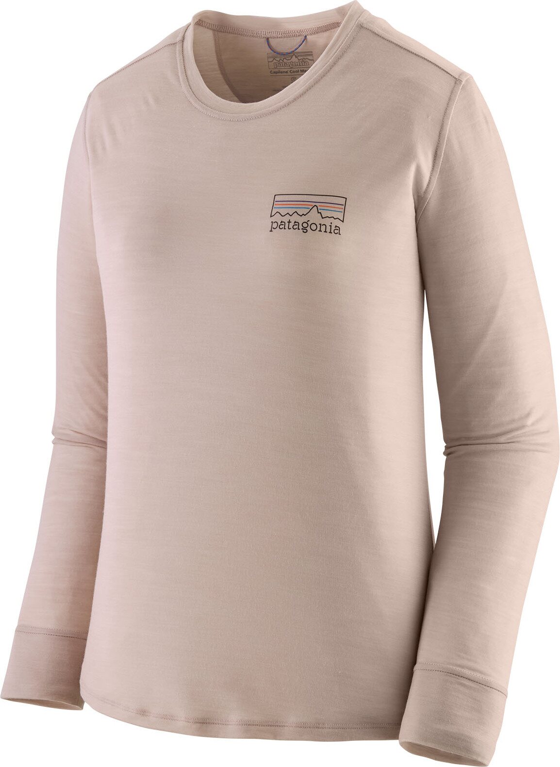 Patagonia Longsleeve Cap Cool Merino Graphic Shirt Womens Fitz Roy Strata: Shroom Taupe