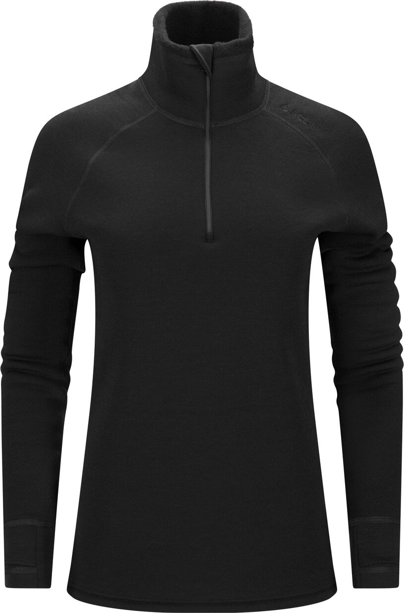 Aclima FleeceWool V2 Polo w/ Zip Womens Jet Black