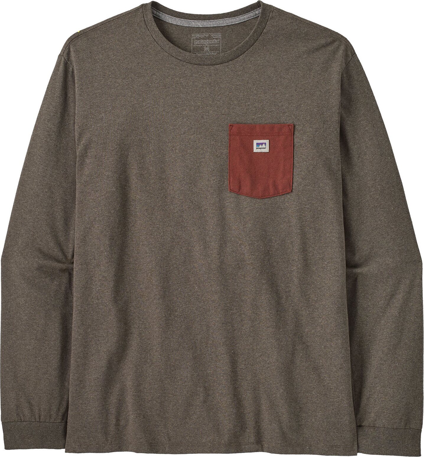 Patagonia Long-Sleeved Shop Sticker Pocket Responsibili-Tee Mens Marlow Brown
