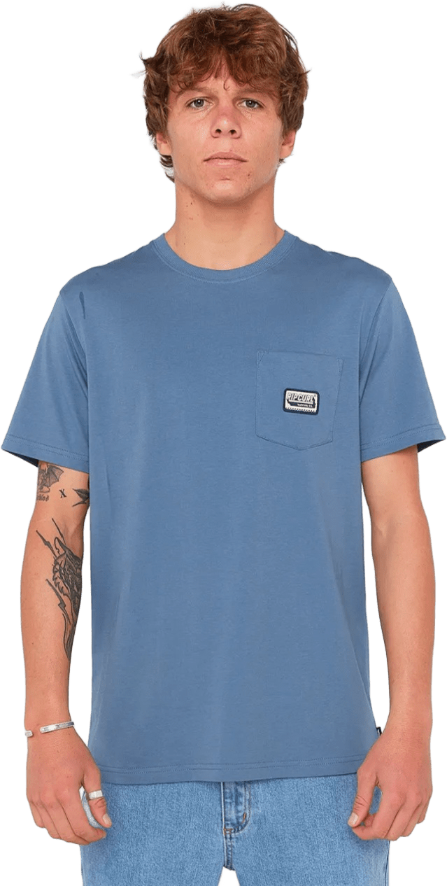 Rip Curl Sportline Badge Short Sleeve Tee Mens Bluefin