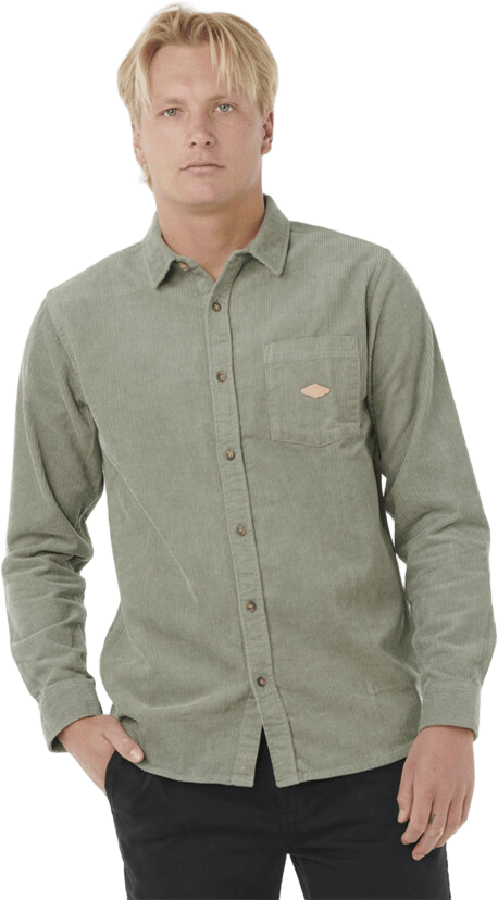Rip Curl Classic Surf Cord Long Sleeve Shirt Mens Cactus Green