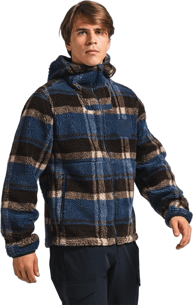 Varg Funäs Pile Hood Mens Earthy Blue Check