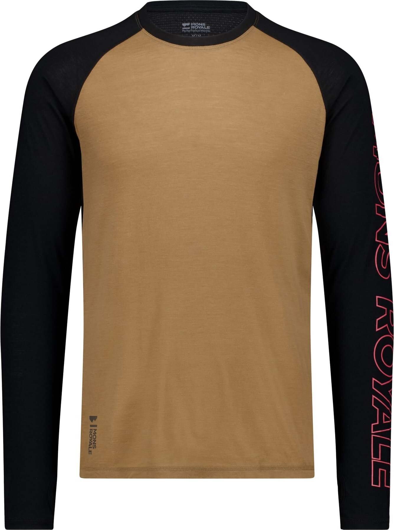 Mons Royale Temple Merino Air-Con Long Sleeve Mens Black / Toffee