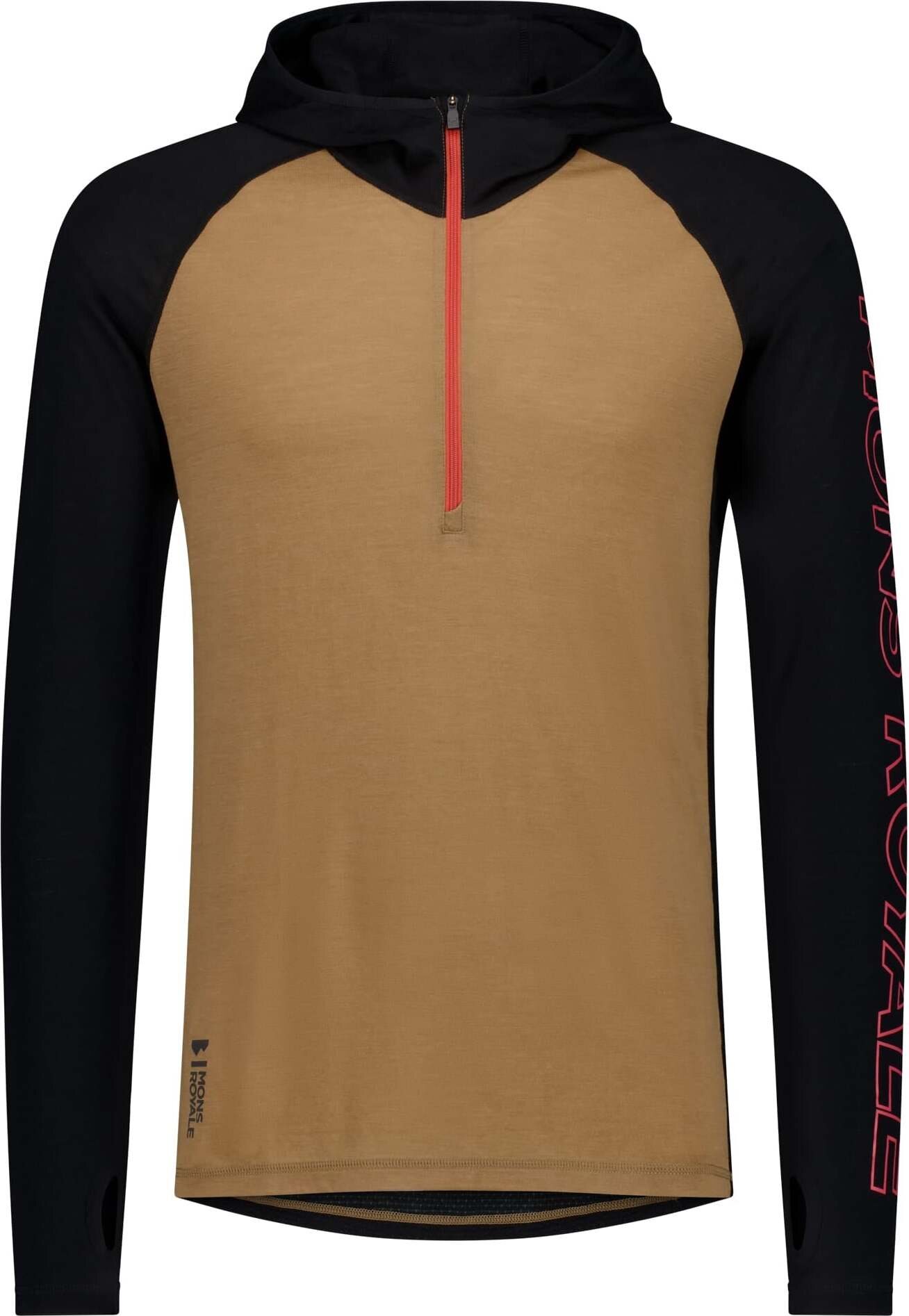 Mons Royale Temple Merino Air-Con Hood Mens Black / Toffee