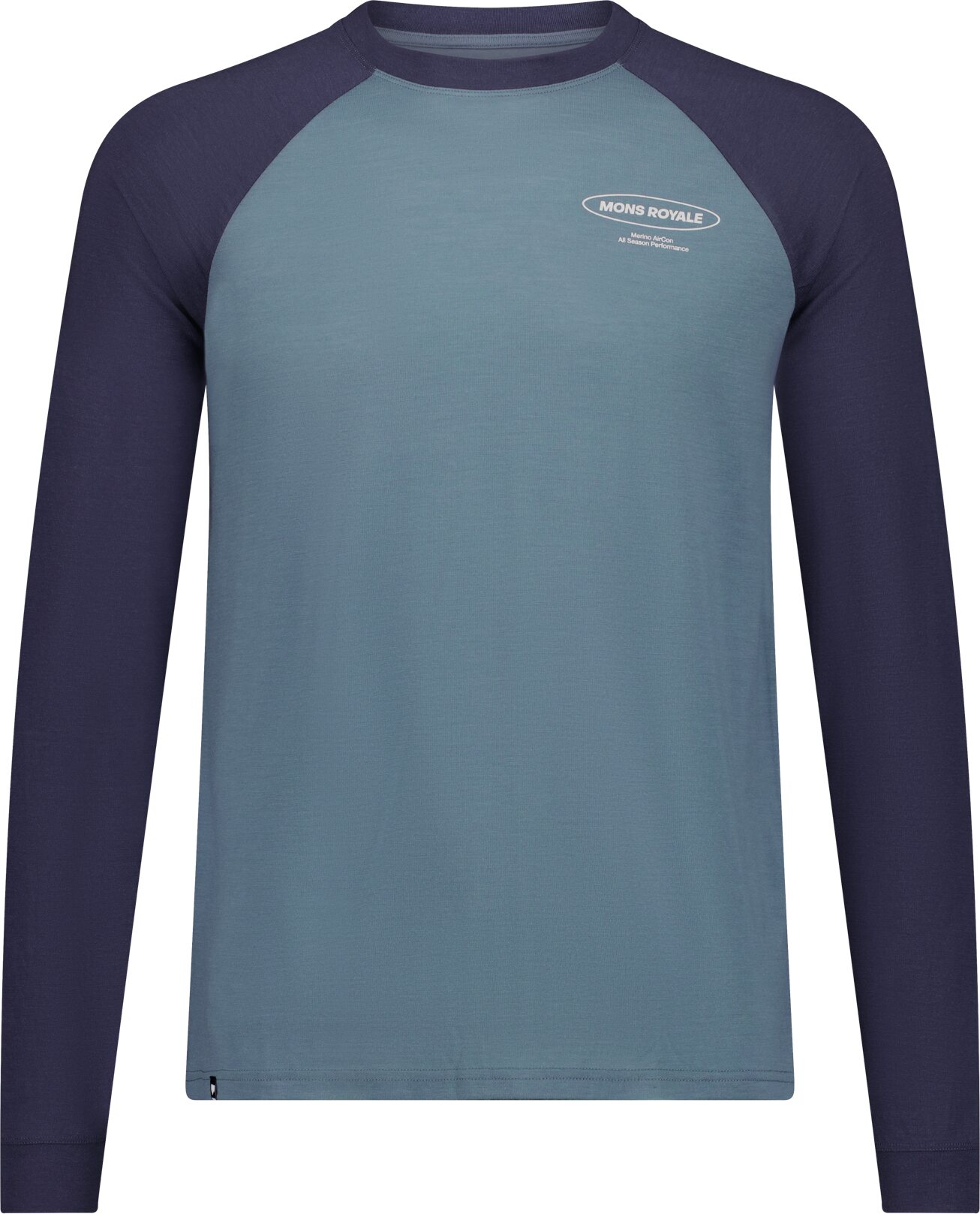 Mons Royale Icon Merino Raglan Long Sleeve Mens Goblin Blue / Midnight