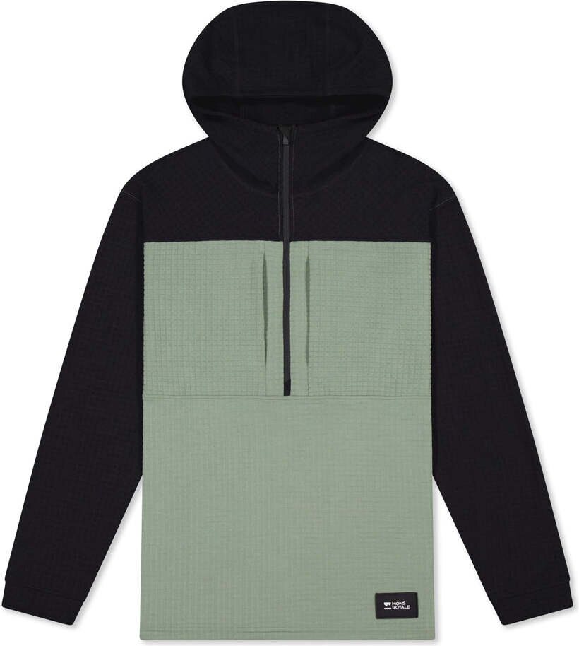 Mons Royale Offgrid Merino Fleece 1/2 Zip Long Sleeve Mens Willow / Black