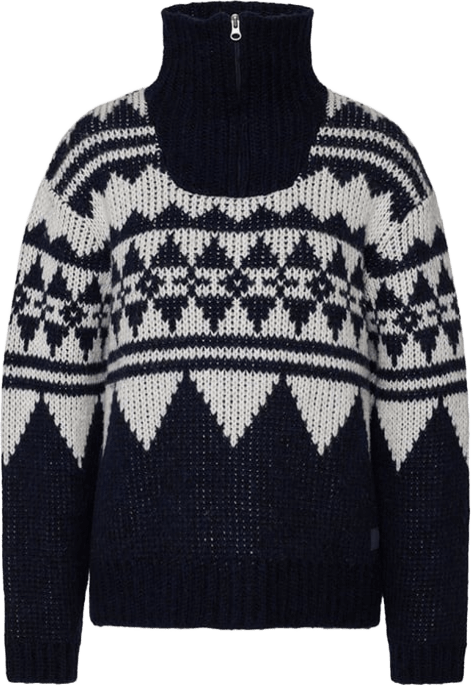 Varg Bräcke Knitted T-Neck Womens Dark Blue with Off White