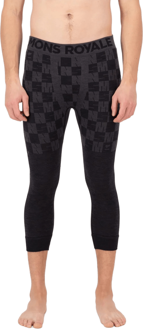 Mons Royale Ascender Merino Seamless 3/4 Legging Mens Forged Iron / Black
