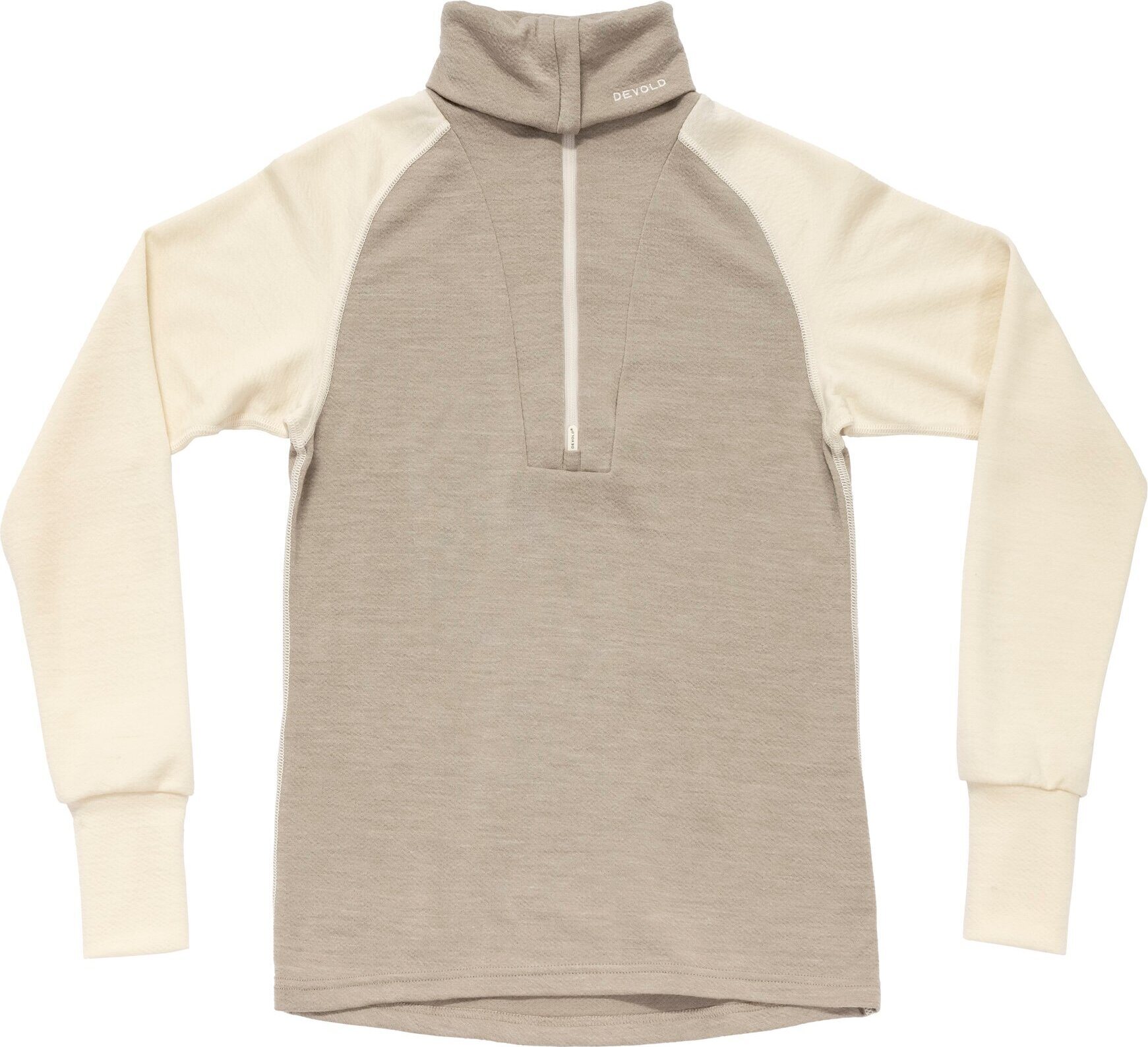 Devold Expedition Merino Silk Zip Neck Womens Offwhite/Stone