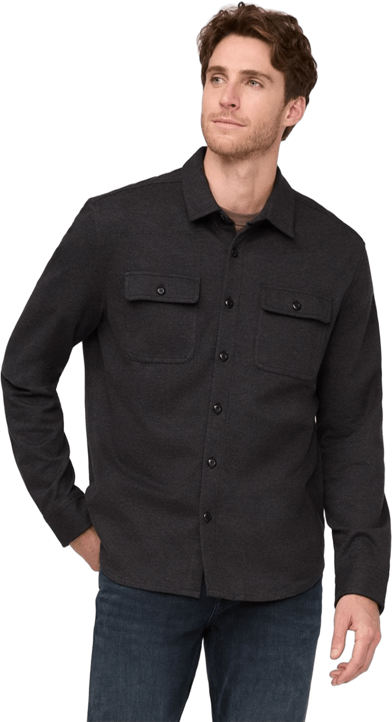 Duer Performance Flannel Button Down Mens Heather Black