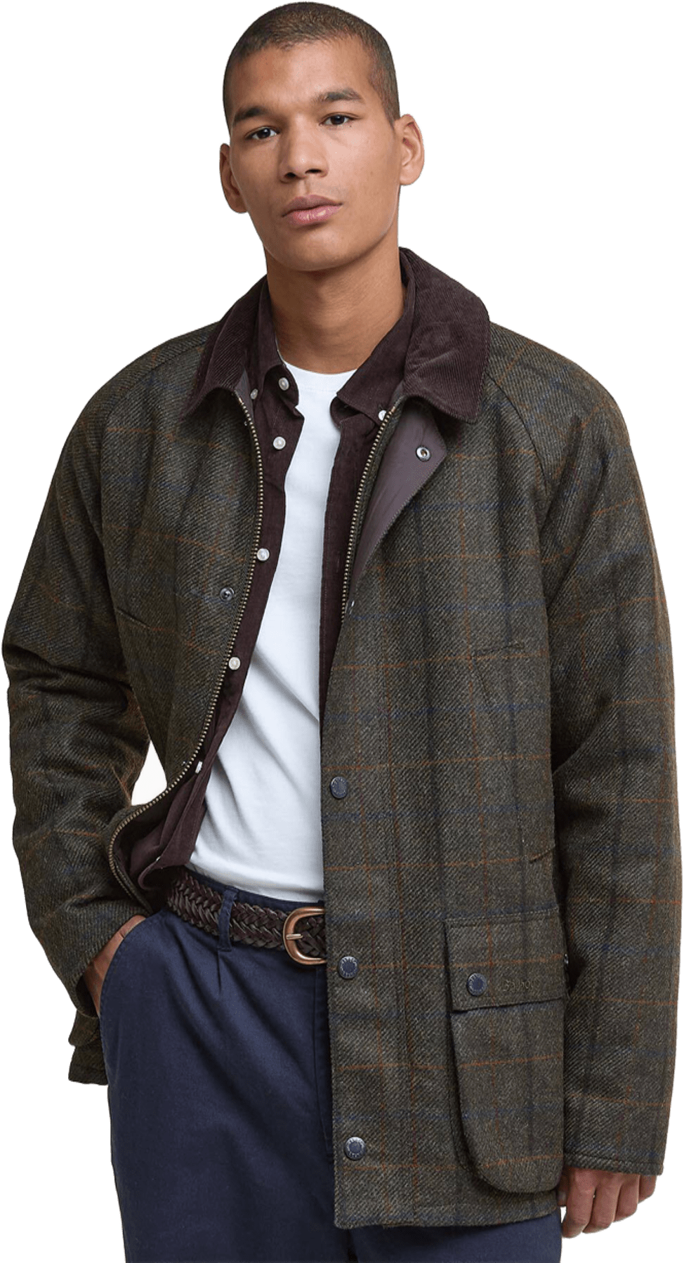 Barbour Bedale Check Wool Jacket Mens Brown