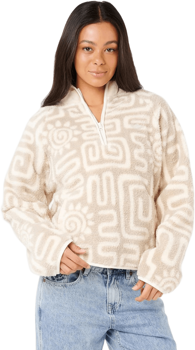 Rip Curl Sunset Luau 1/4 Zip Polar Fleece Womens Bone