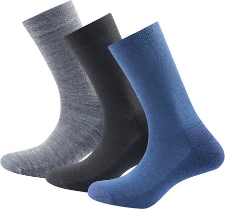 Devold Daily Medium Wool Sock 3 Pack Multi (Black/Blue/grey)