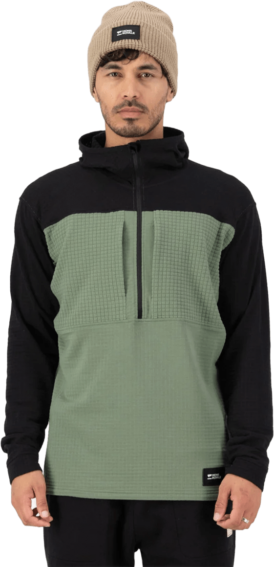 Mons Royale Offgrid Merino Fleece 1/2 Zip Long Sleeve Mens Willow / Black