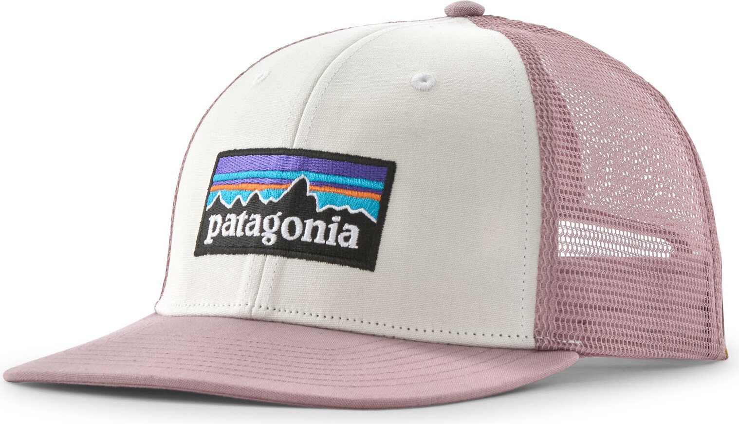 Patagonia P-6 Logo Trucker Hat White w/Quiet Violet