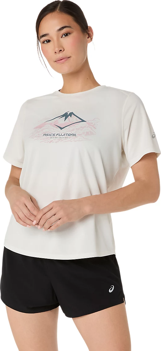 Asics Fujitrail Logo Short Sleeve Top Womens Cream