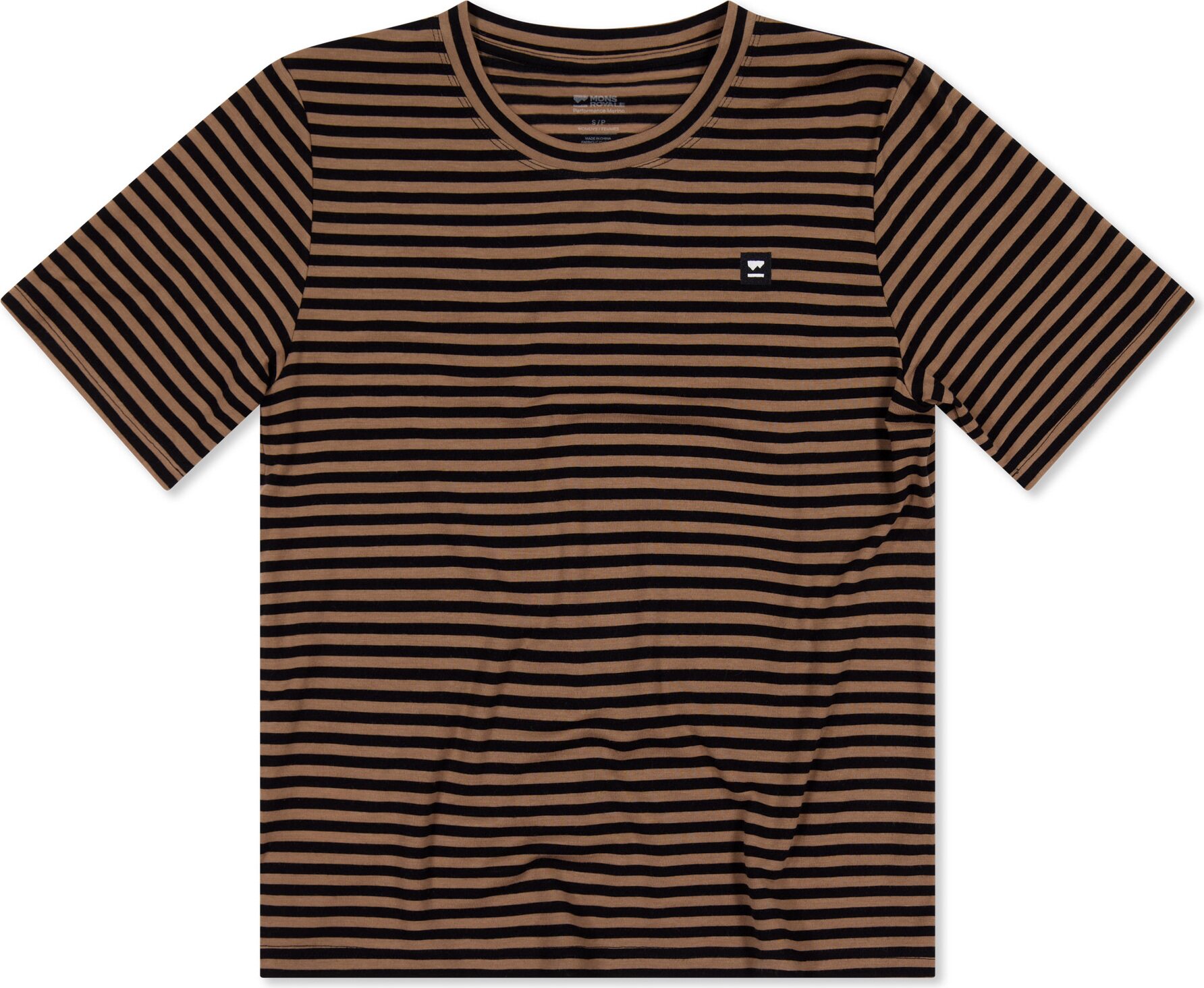 Mons Royale Icon Merino T-Shirt Womens Mr Stripe Toffee