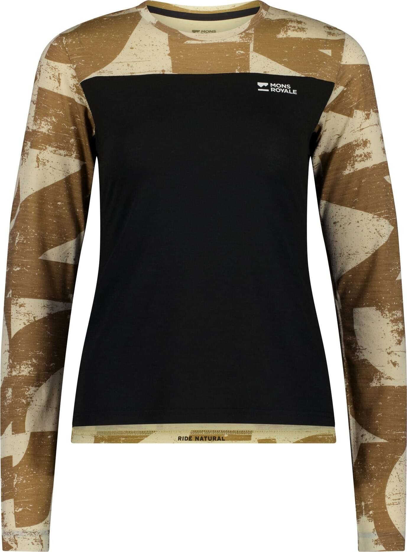 Mons Royale Diversion Merino Bike Jersey Long Sleeve Womens MR Grunge / Black