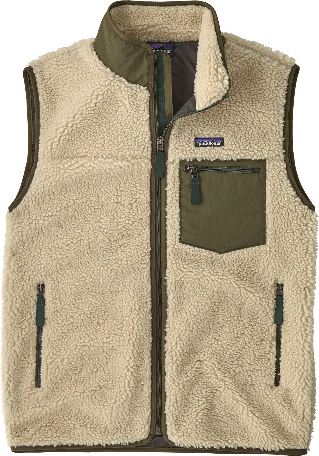 Patagonia Classic Retro-X Fleece Vest Mens Dark Natural w/Basin Green
