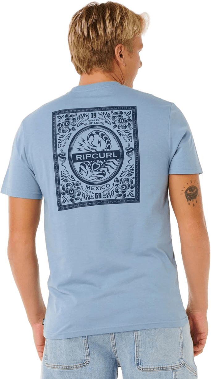 Rip Curl Desti Animal Tee Mens Faded Denim