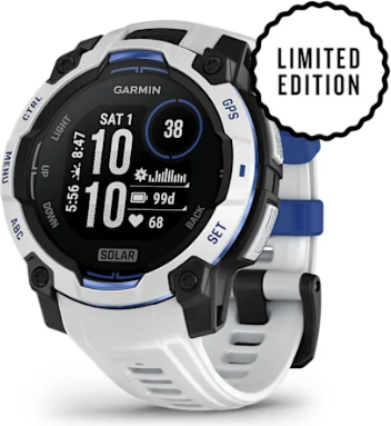 Garmin Instinct 3 Solar 45mm Whitestone with Whitestone/Bolt Blue Band (Limited Edition)