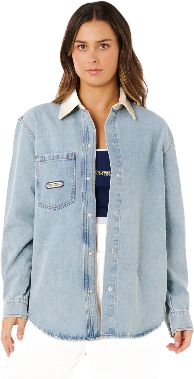 Rip Curl Surf Side Relaxed Denim Shirt Womens Washed Blue