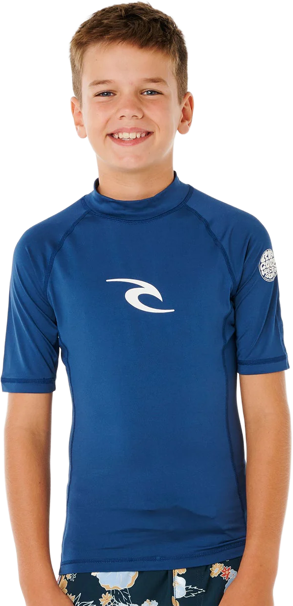 Rip Curl Waves UPF Short Sleeve Kids 8-16y Light Navy