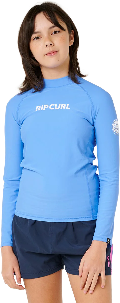 Rip Curl Classic Surf LS Rash Vest Girls 8-16y Cornflower Blue