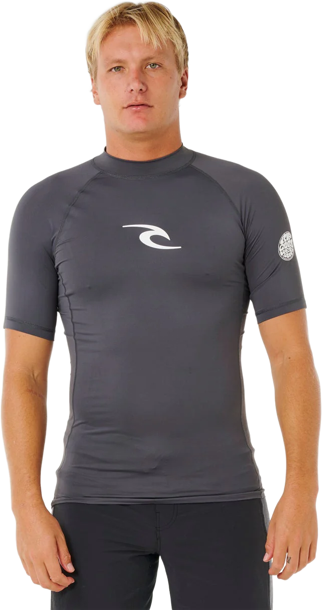 Rip Curl Waves UPF Performance Short Sleeve Mens Charcoal Grey