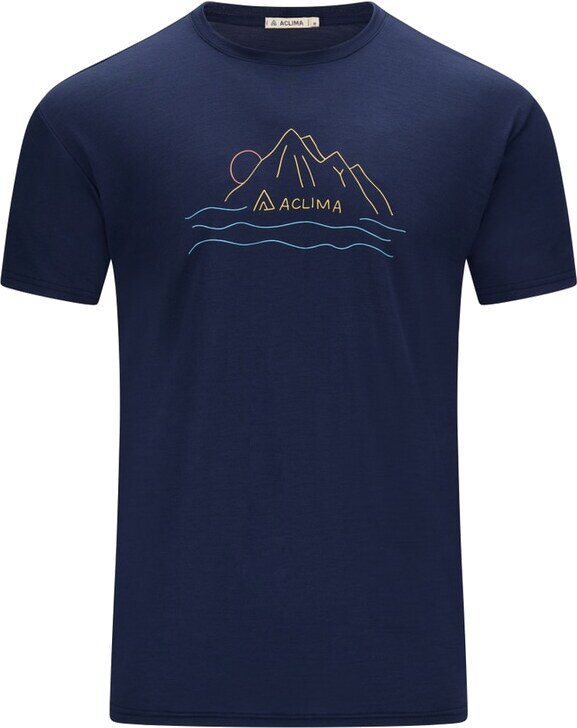 Aclima LightWool 140 Classic Tee Sunset Mens Navy Blazer