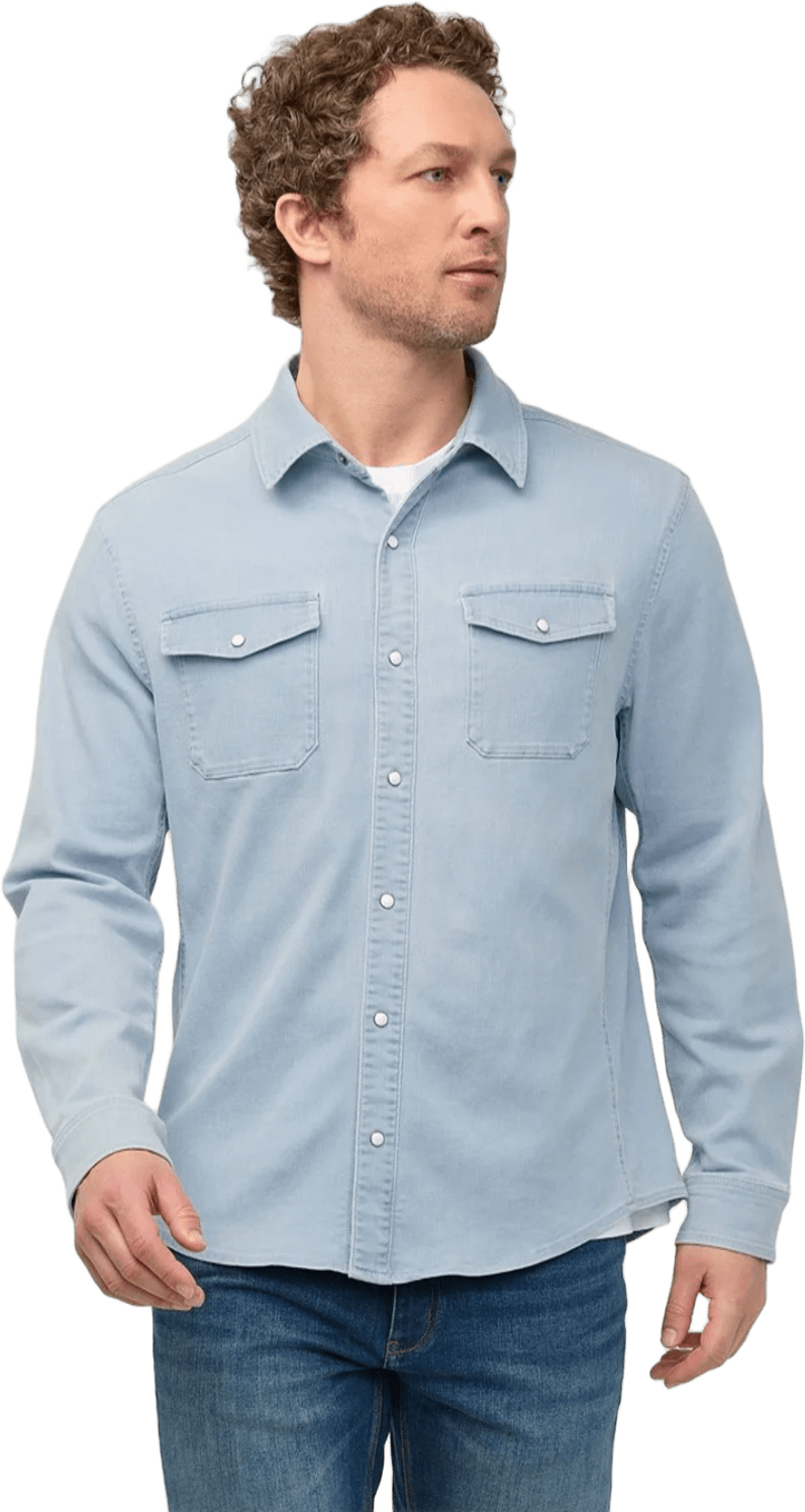 Duer Performance Denim Lite Two-Pocket Shirt Mens Dune Blue