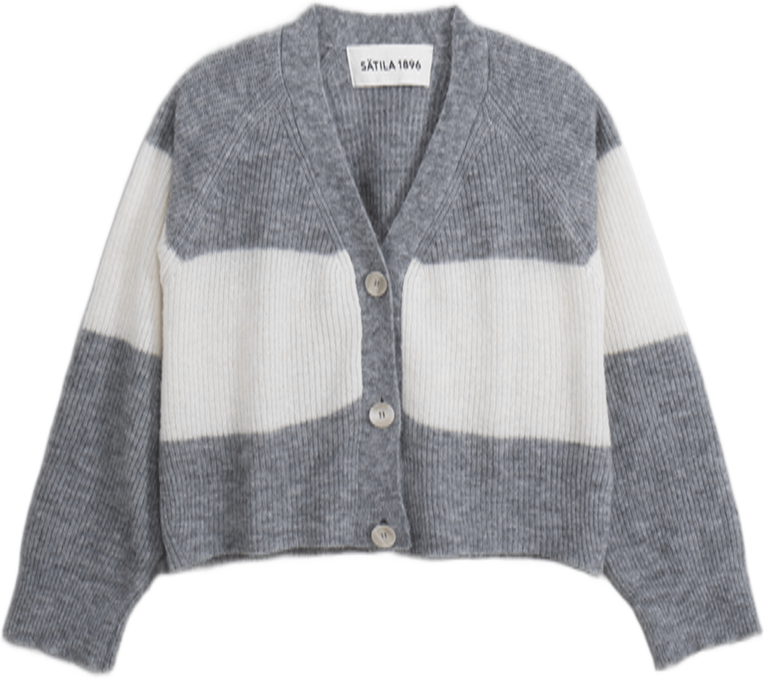 Sätila Boxy Stripe Cardigan Womens Grey Melange