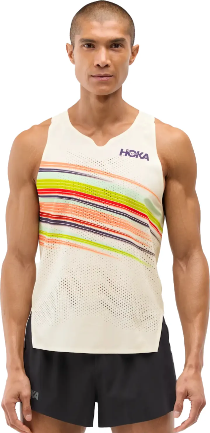Hoka Race Day Singlet Mens Alabaster Flare