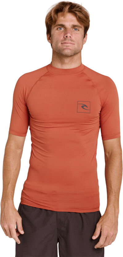 Rip Curl Streamline UPF Short Sleeve Rash Vest Mens Baked Clay