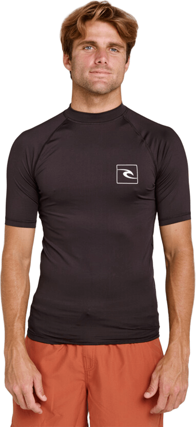 Rip Curl Streamline UPF Short Sleeve Rash Vest Mens Black