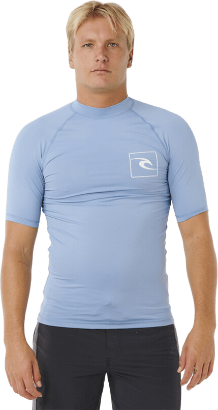 Rip Curl Streamline UPF Short Sleeve Rash Vest Mens Faded Denim