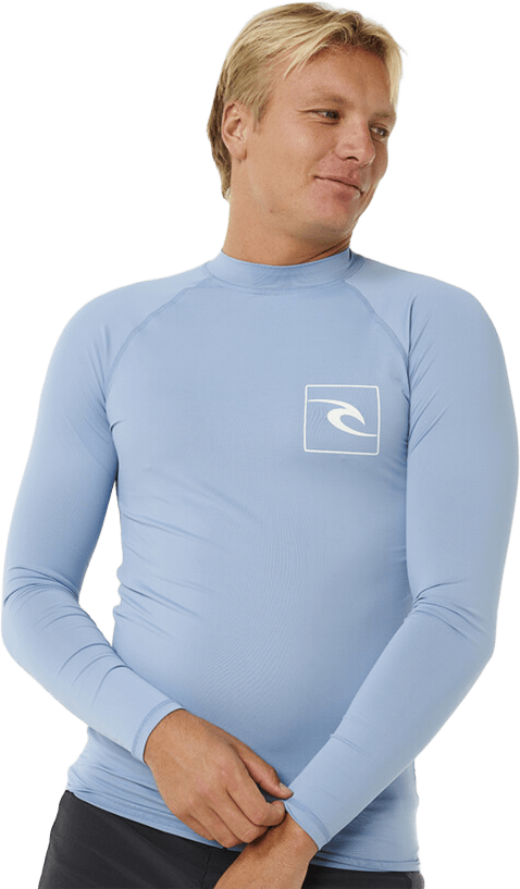 Rip Curl Streamline UPF Long Sleeve Rash Vest Mens Faded Denim