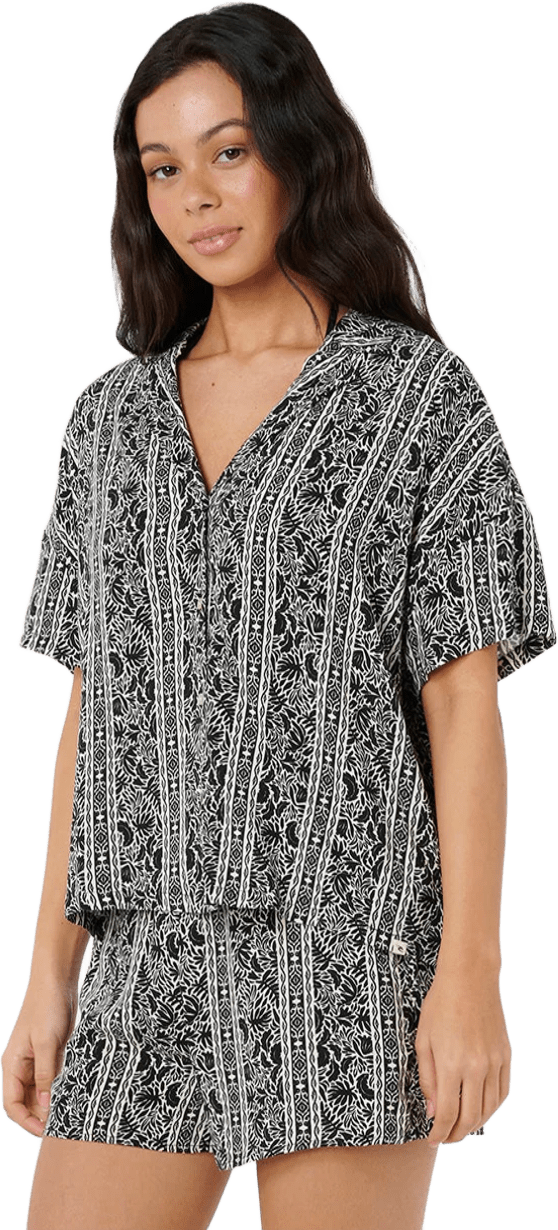 Rip Curl Molokai Short Sleeve Shirt Womens Black/White