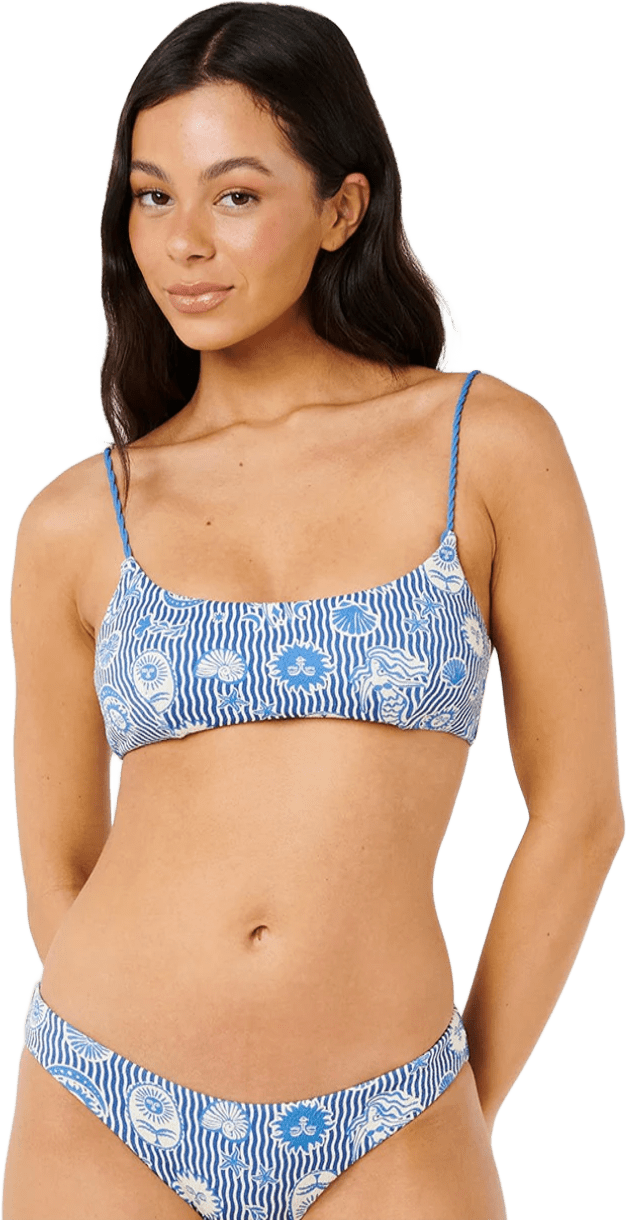 Rip Curl Catalina Waves Bralette Bikini Top Vintage Blue